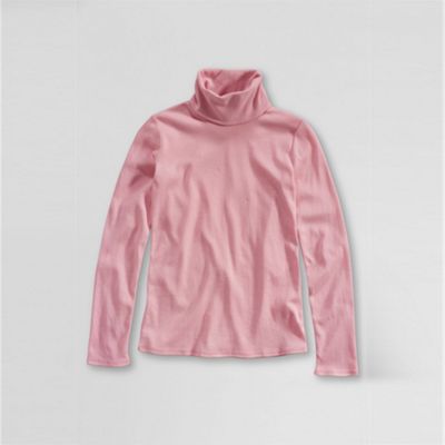 Pink girls lightweight 1x1 rib polo-neck top