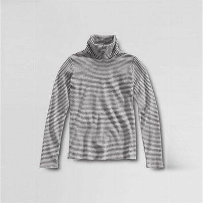 Grey girls lightweight 1x1 rib polo-neck top