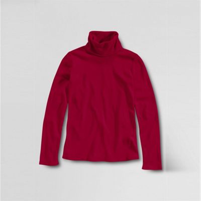Red girls lightweight 1x1 rib polo-neck top