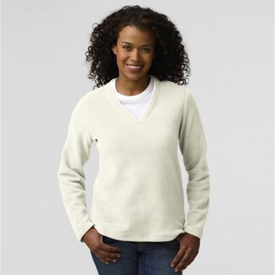 Cream stretch fleece v-neck