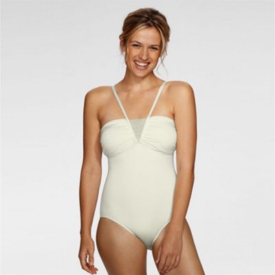 Cream oahu bandeau swimsuit with adjustable bra