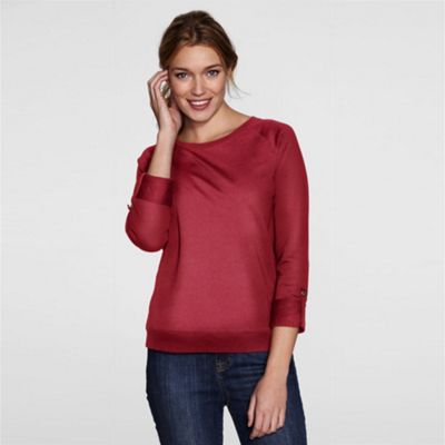 Red petite roll-sleeve top