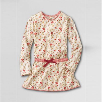 Red girls long sleeve woven tie front tunic