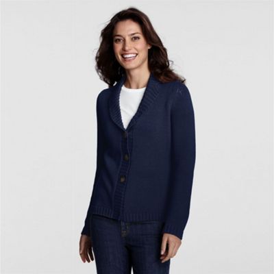 Blue long sleeve cotton notch collar cardigan