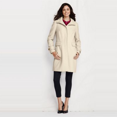 	       Lands End White petite luxe wool walker coat | Debenhams	    