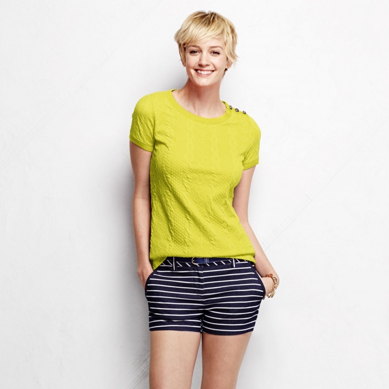 Lands' End - Yellow Women's Cable Jacquard Tee Review