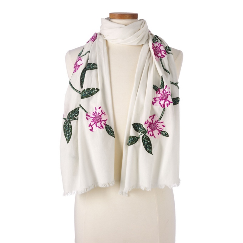 Lands' End - Cream Embroidered Floral Scarf Review