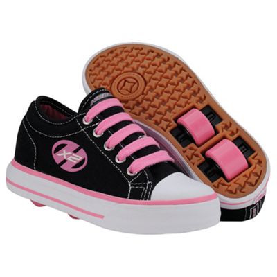 Black and pink jazzy Heelys size 2