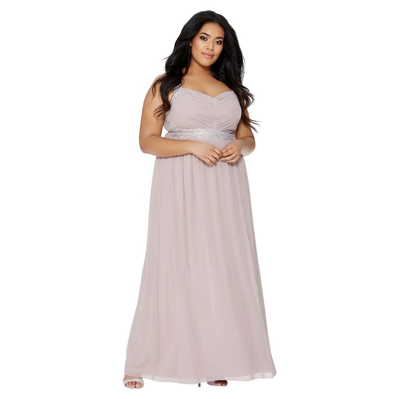 Quiz - Curve Mocha Chiffon V Neck Pleated Maxi Dress Review