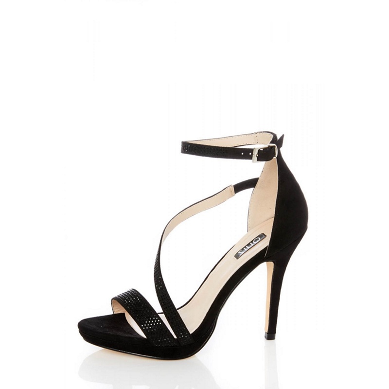 Quiz - Black Diamante Slant Strap Heel Sandals Review