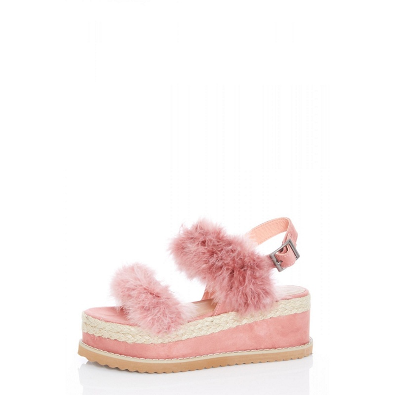 Quiz - Pink Feather Strap Platform Wedges Review