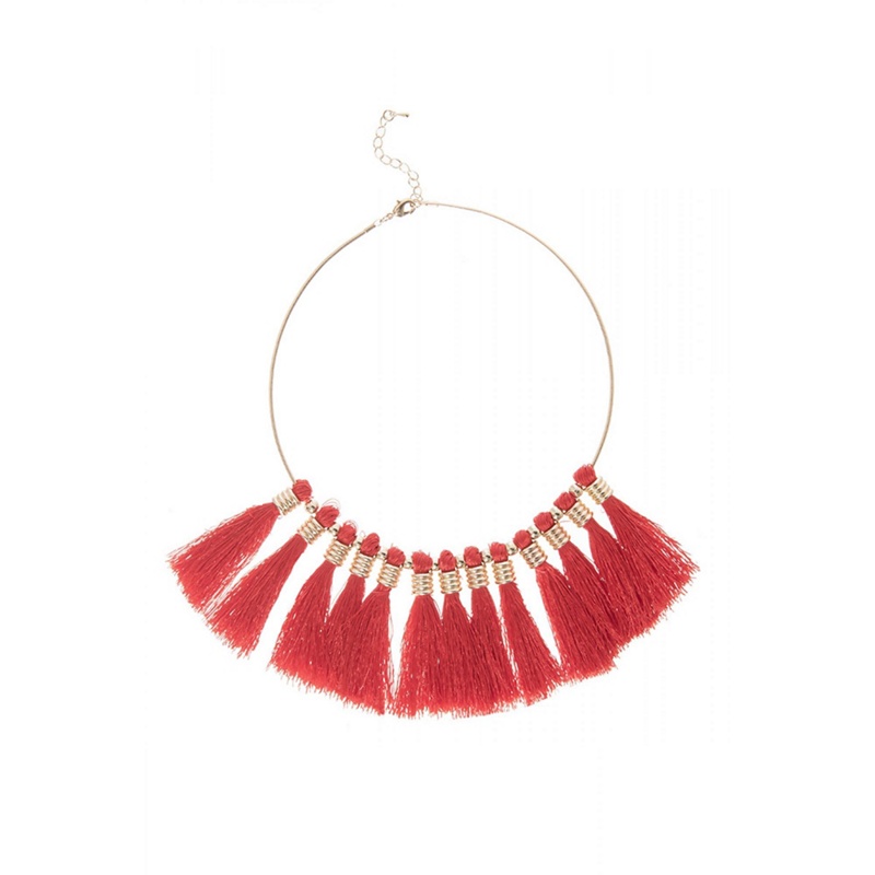 Quiz - Red Statement Tassel Necklace Review