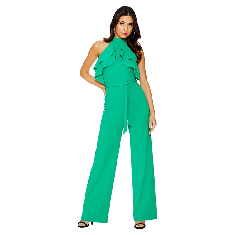 Quiz - Green Halterneck Crepe Frill Jumpsuit Review