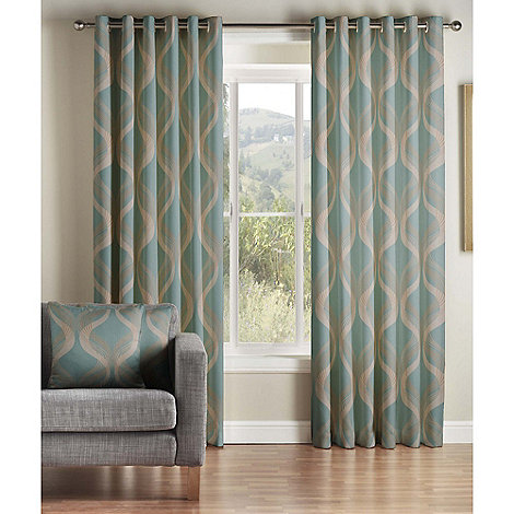 Jeff Banks Home Cyrus Teal Lined Eyelet Curtains- at Debenhams