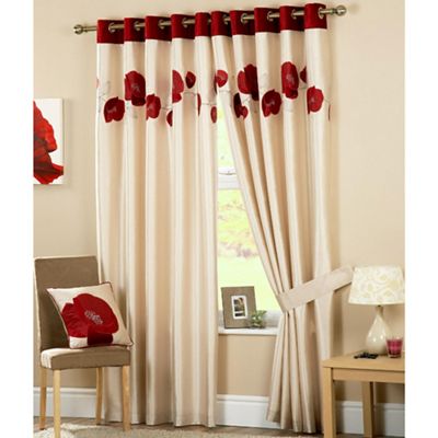 Curtina Danielle Red Lined Eyelet Curtains- at Debenhams