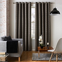 Jeff Banks Home - Ennerdale Charcoal Eyelet Heading Lined Curtains