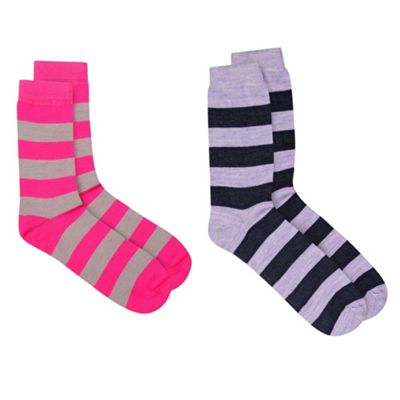 Stripey 2 Pack Thermal Socks With ThinHeat