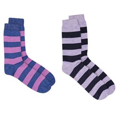 Stripey 2 Pack Thermal Socks With ThinHeat
