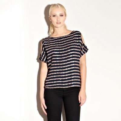 Blue Sequin Stripe T-Shirt