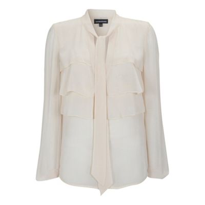Warehouse Cream tiered ruffle blouse