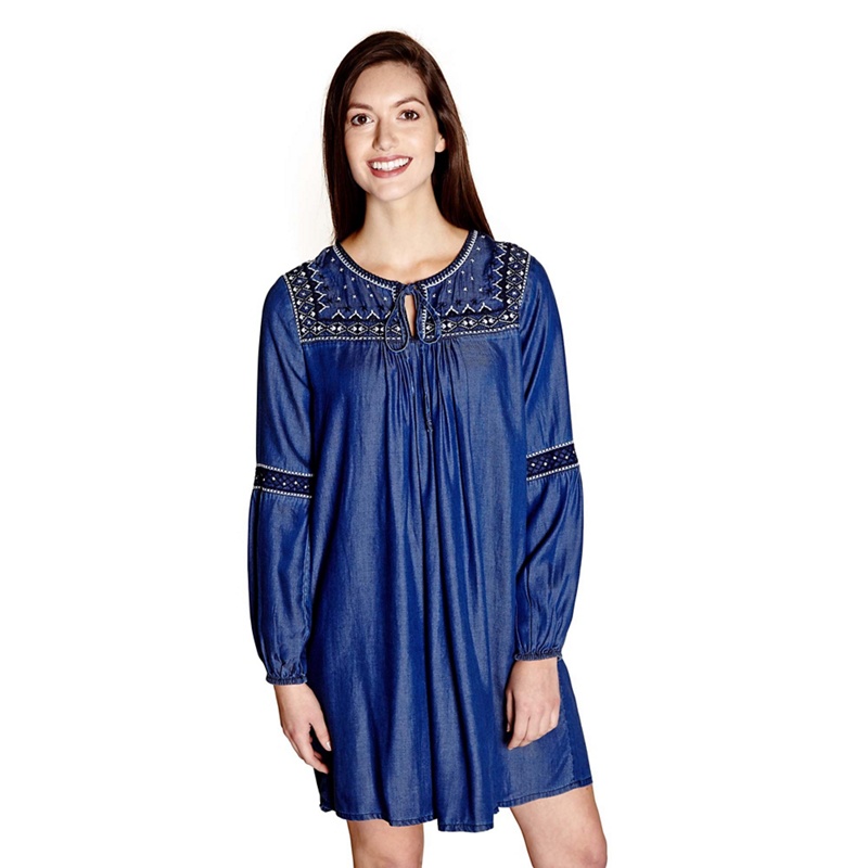 Yumi - Blue Embroidered 'Mada' Mini Denim Tunic Review