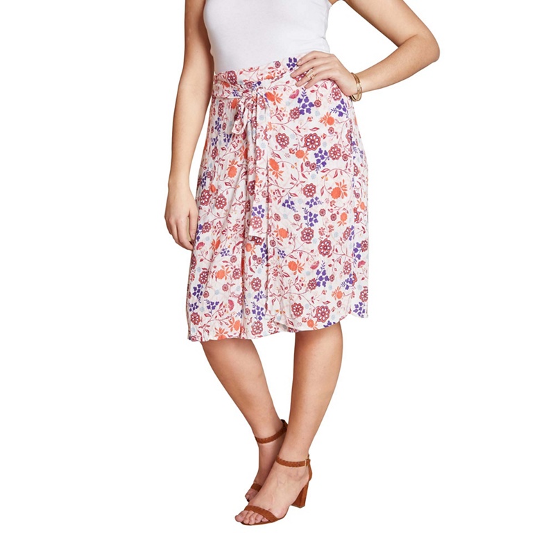 Yumi Curves - Ivory Swirl Floral Print Skirt Review