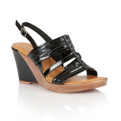 Lotus Black shiny 'Chilivani' wedge sandals- at Debenhams