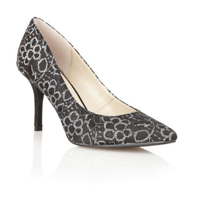 Lotus Black silverlace 'Murphy' high heel court shoes- at Debenhams ...