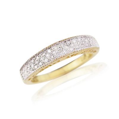 ... Moments - Sterling silver, gold plated diamond ring with message