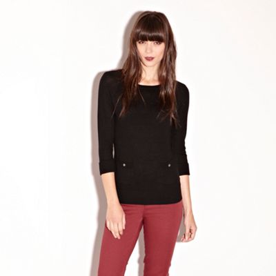 Black Patch Pocket Button Jumper