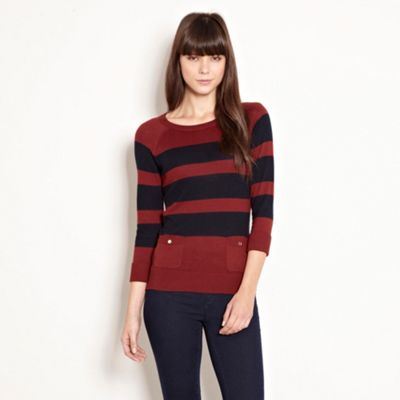 Blue Stripe Patch Pocket Button Jumper