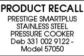Pressure Cooker recall