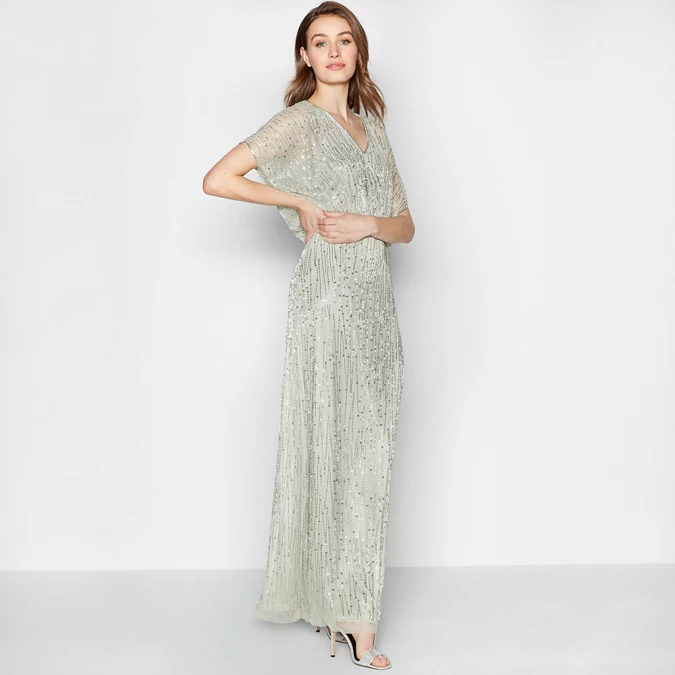 Pale Green Embroidered 'Tilda' Maxi Dress