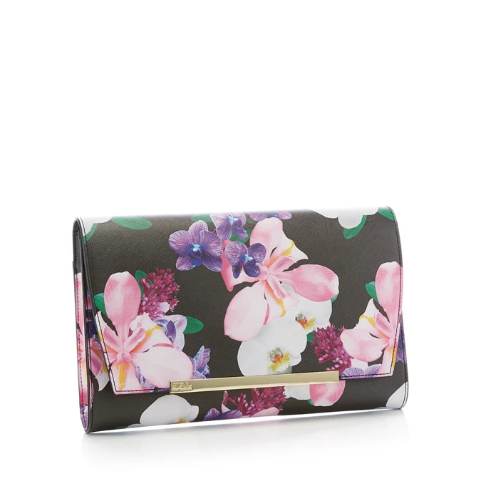 Multicoloured Floral Print 'Kendal' Envelope Clutch Bag