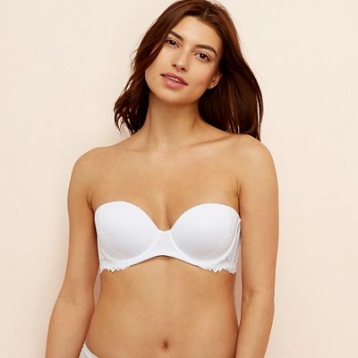 white strapless bra