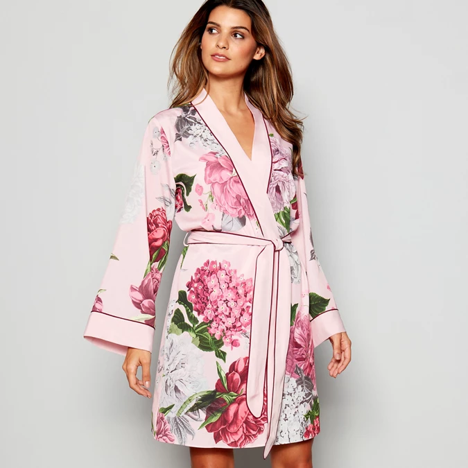Light Pink Floral Print 'Palace Gardens' Dressing Gown