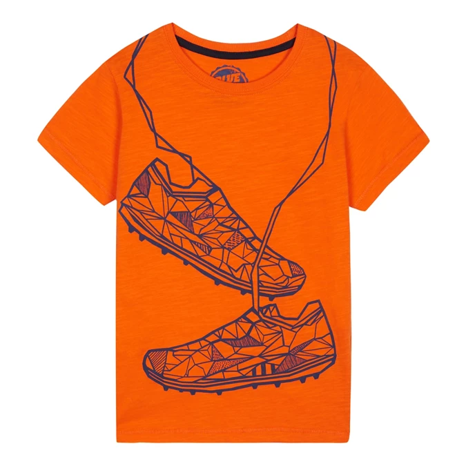 Boys' Orange Geometric Football Boot Print T Shirt Boys' Orange Geometric Football Boot Print T Shirt
