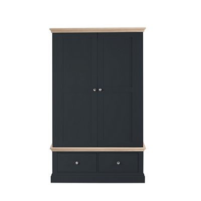 Corndell Lime Oak And Black Oxford Double Wardrobe With Drawers