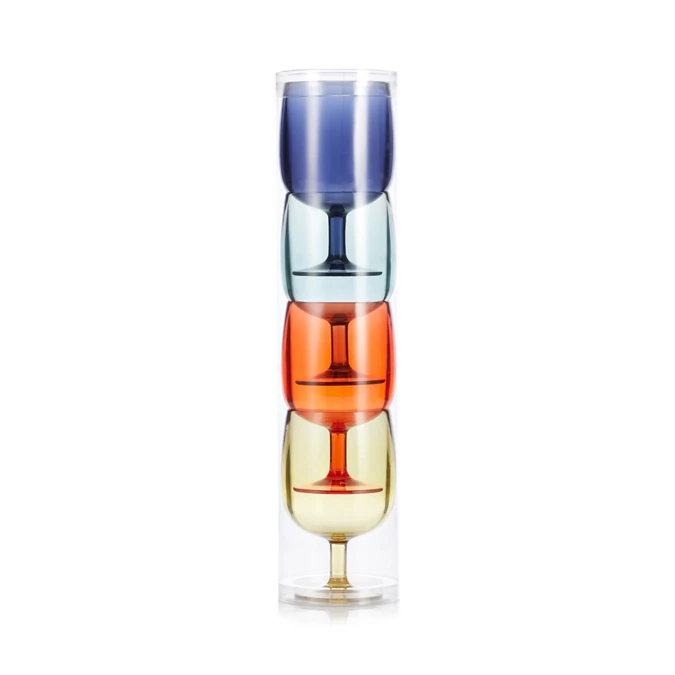 4 Pack Assorted Plastic Stacked Wine Glasses