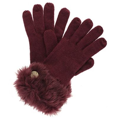 burgundy knit gloves