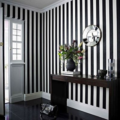 black and white striped wallpaper