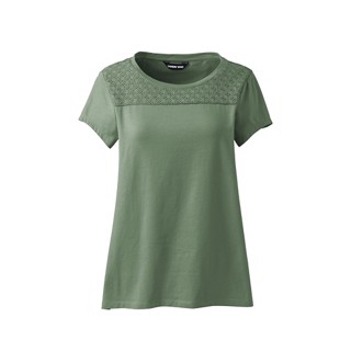 Green Plus Lightweight Cotton-Modal/Stretch Lace T-Shirt