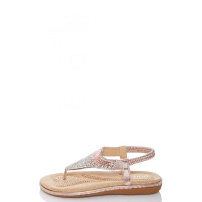 rose gold diamante flip flops