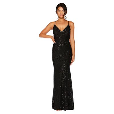 black sequin v neck maxi dress