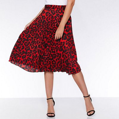 red leopard pleated skirt