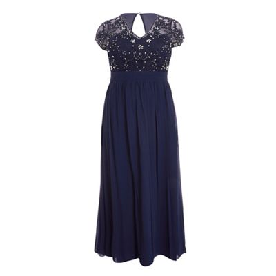 quiz navy embellished maxi dress