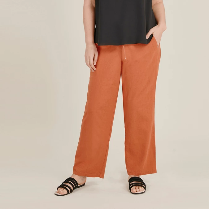 Rust Linen Blend Trousers