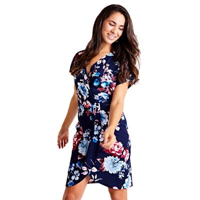 mela navy wrap dress