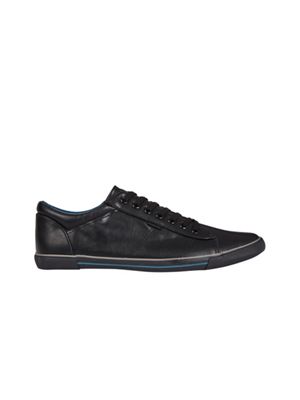 black leather look trainers