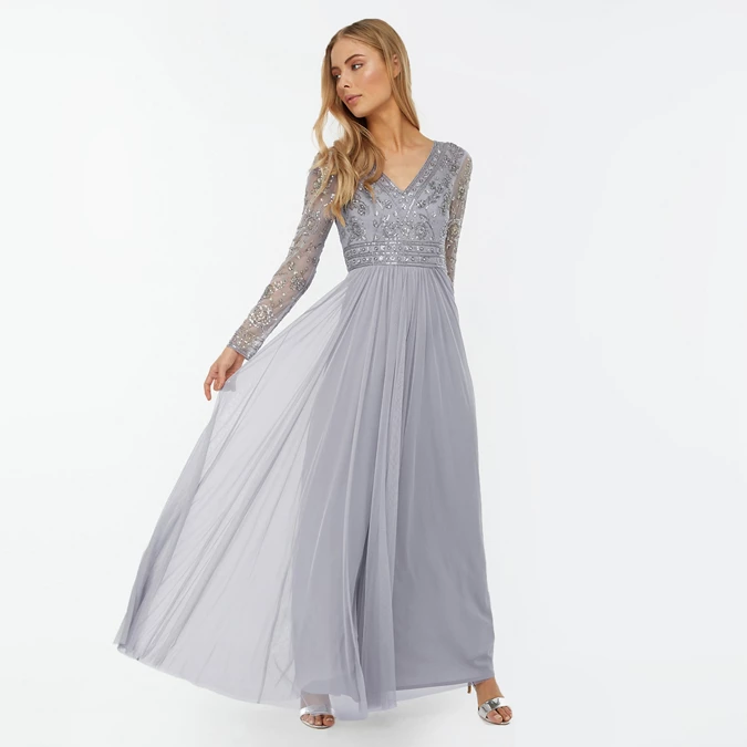 Grey 'Antoinette' Embellished Dress